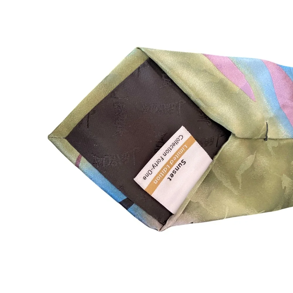 J. Garcia Sunset Limited Edition‎ Collection 41 Silk Tie Green Blue Abstract Art